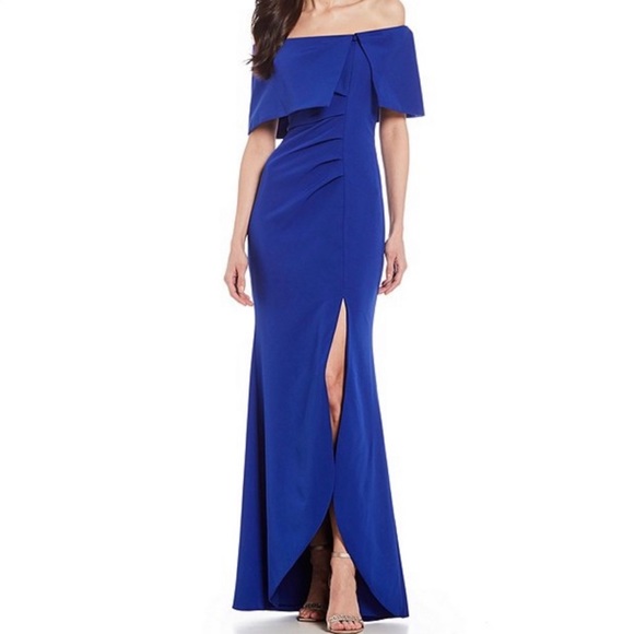 Blue long gown off shoulders size 16 - Picture 1 of 8